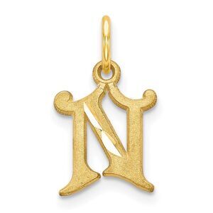 14k Yellow Gold, Isabelle Collection, Mini Letter N Initial Charm